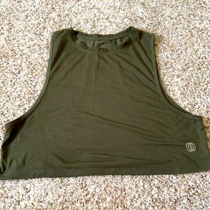 Camp green crop workout tank